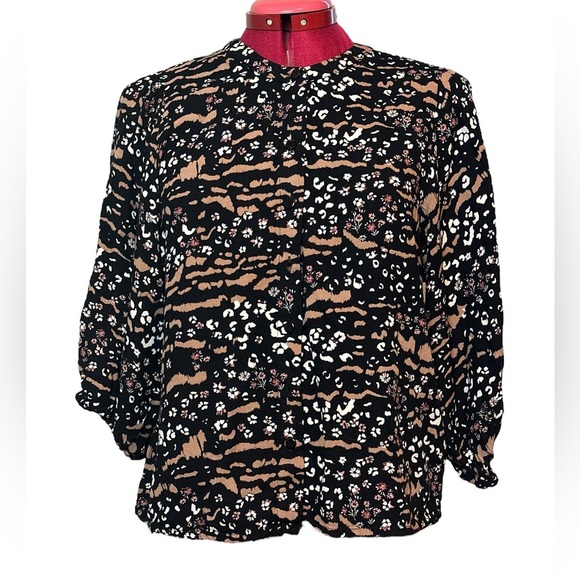 Kaffe KAerina loose fitting button down blouse 3/4 length sleeves 100% viscose - Picture 1 of 13